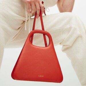 Alohas The A Pomelo Bag Triangle Shaped Mini Purse Orange Leather Shoulder Strap